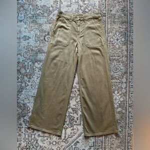 AE Dreamy Drape Stretch Super High Waist Baggy Wide Leg Pant Olive 6 Short